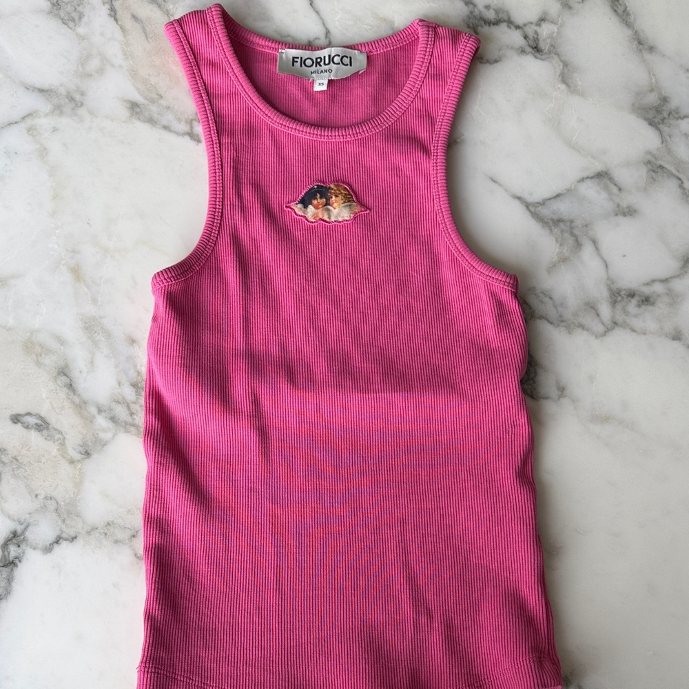 Fiorucci Fuchsia Tank Top with Angel Patch